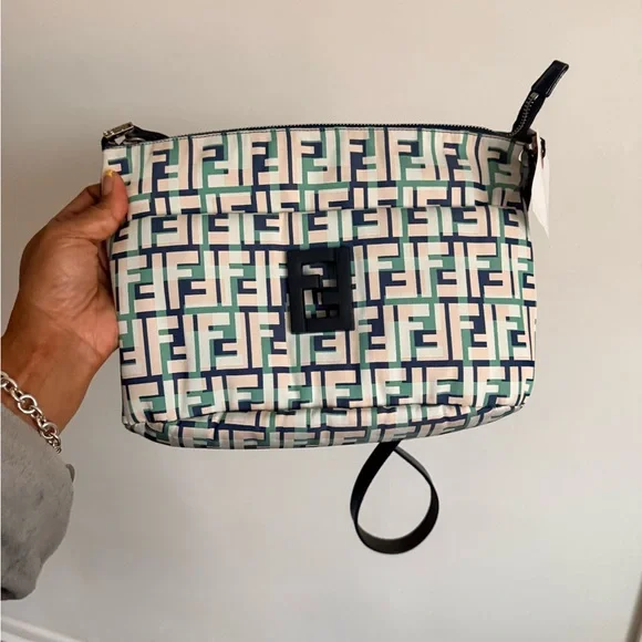 Fendi Blue and Green Patterned Crossbody Bag - Picture 1 of 5